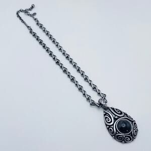 Chico’s Silver Tone Teardrop Pendant Necklace